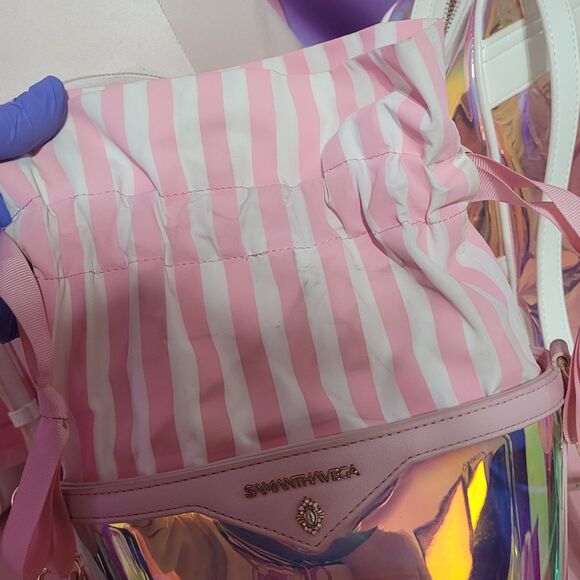 Purse Lot Samantha Vega Japan Holographic Purse Used Y2K Pink Handbag Crossbody - Picture 8 of 16